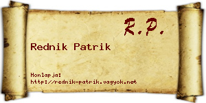 Rednik Patrik névjegykártya